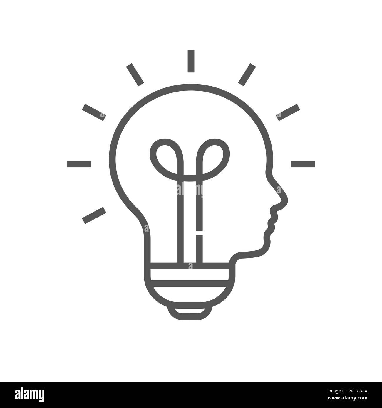 Human head bulb lamp logo vector idea smart icon. Head idea icon vector, solid illustration, pictogram isolated on white. Editable Stroke Stock Vector