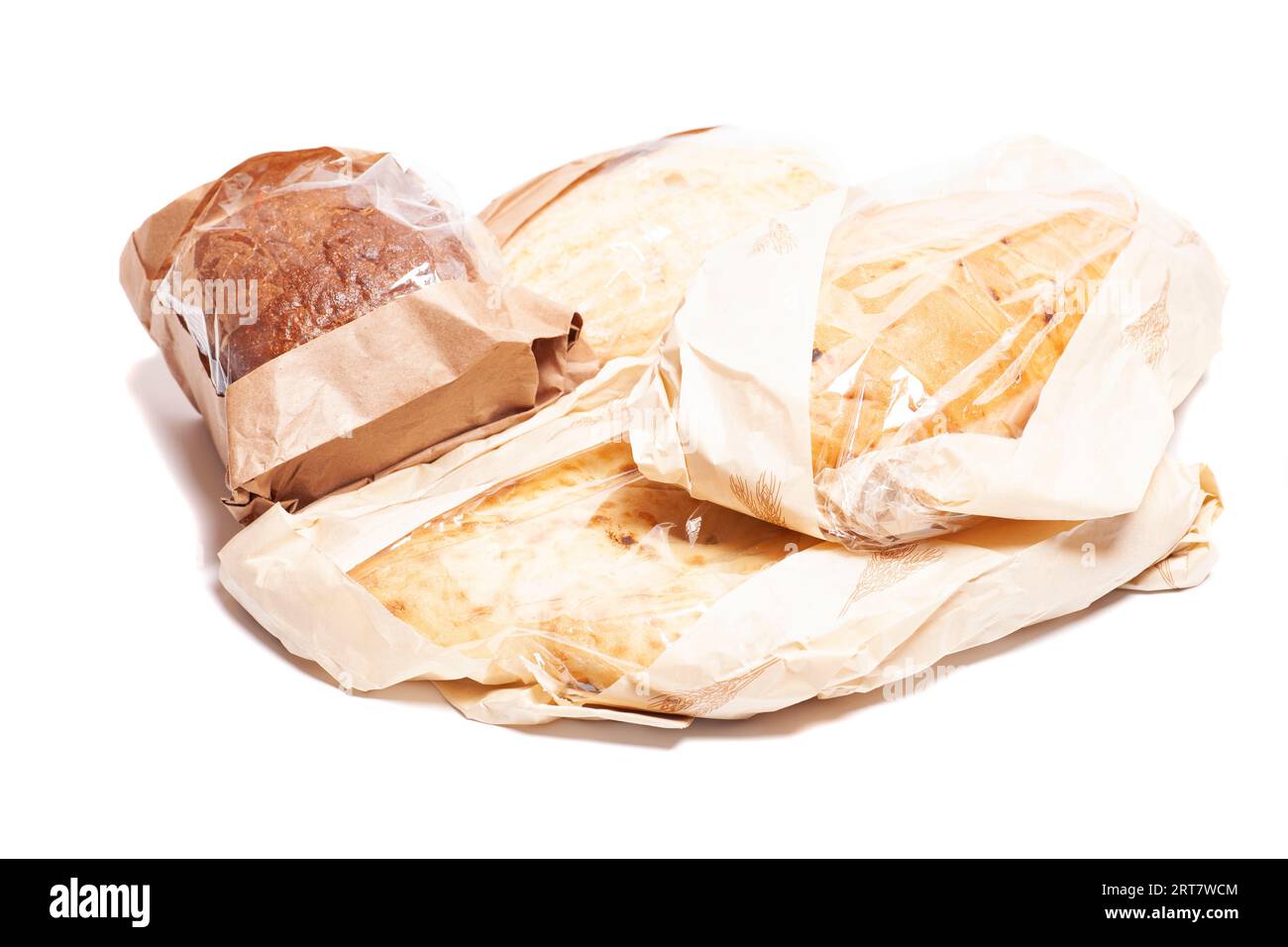 Rye and white bread in a paper bag isolated on white background Stock ...
