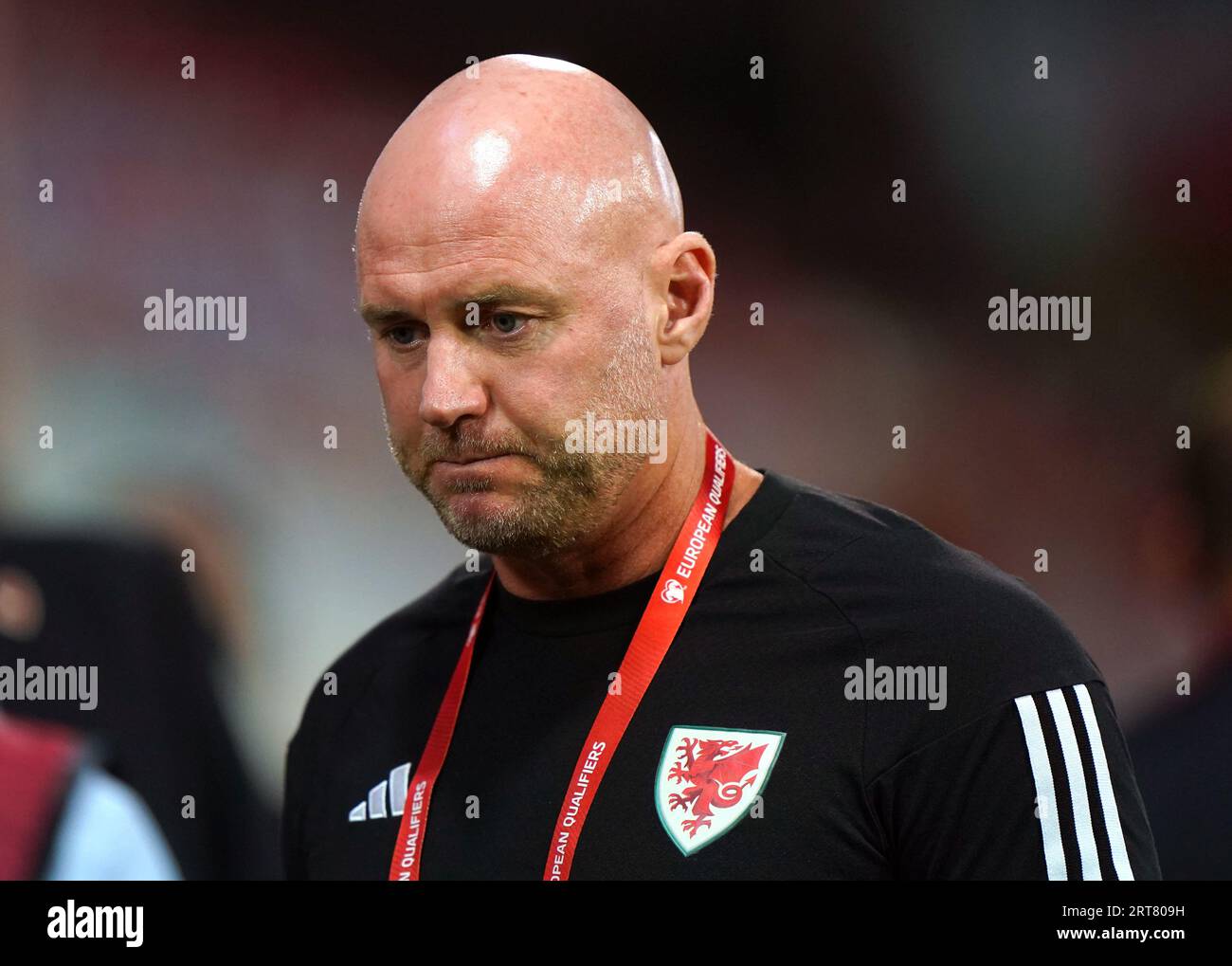 Wales manager Rob Page before the UEFA Euro 2024 Qualifying Group D match at the Skonto Stadium, Riga. Picture date: Monday September 11, 2023. Stock Photo