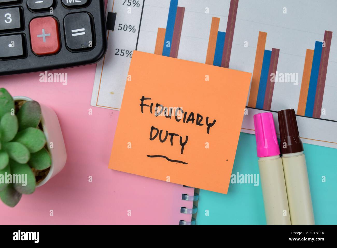 Concept of Fiduciary Duty write on sticky notes isolated on Wooden Table. Stock Photo
