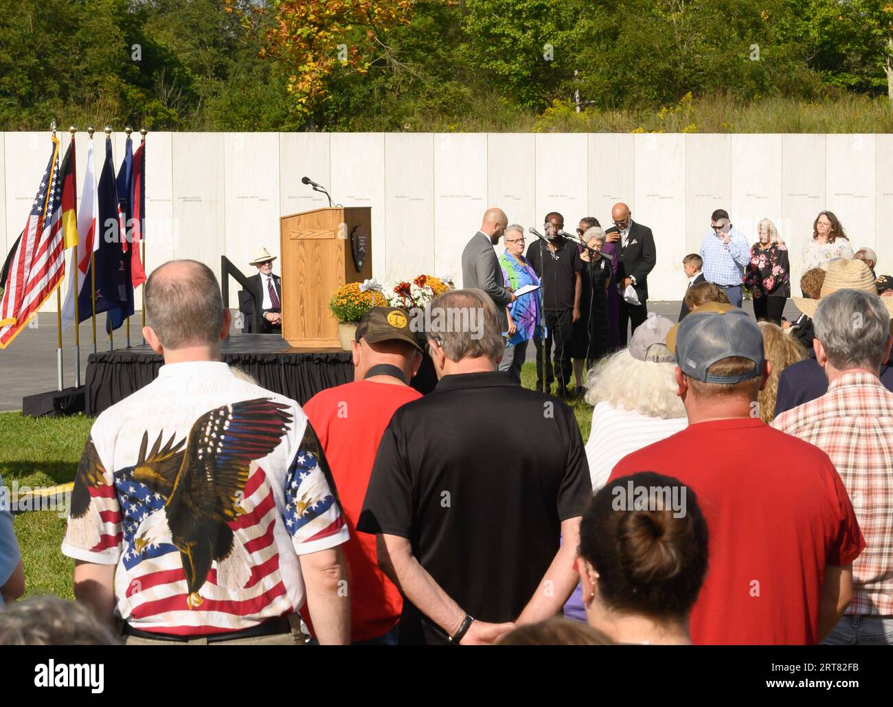 Shanksville, United States. 11th Sep, 2023. Visitors watch the reading