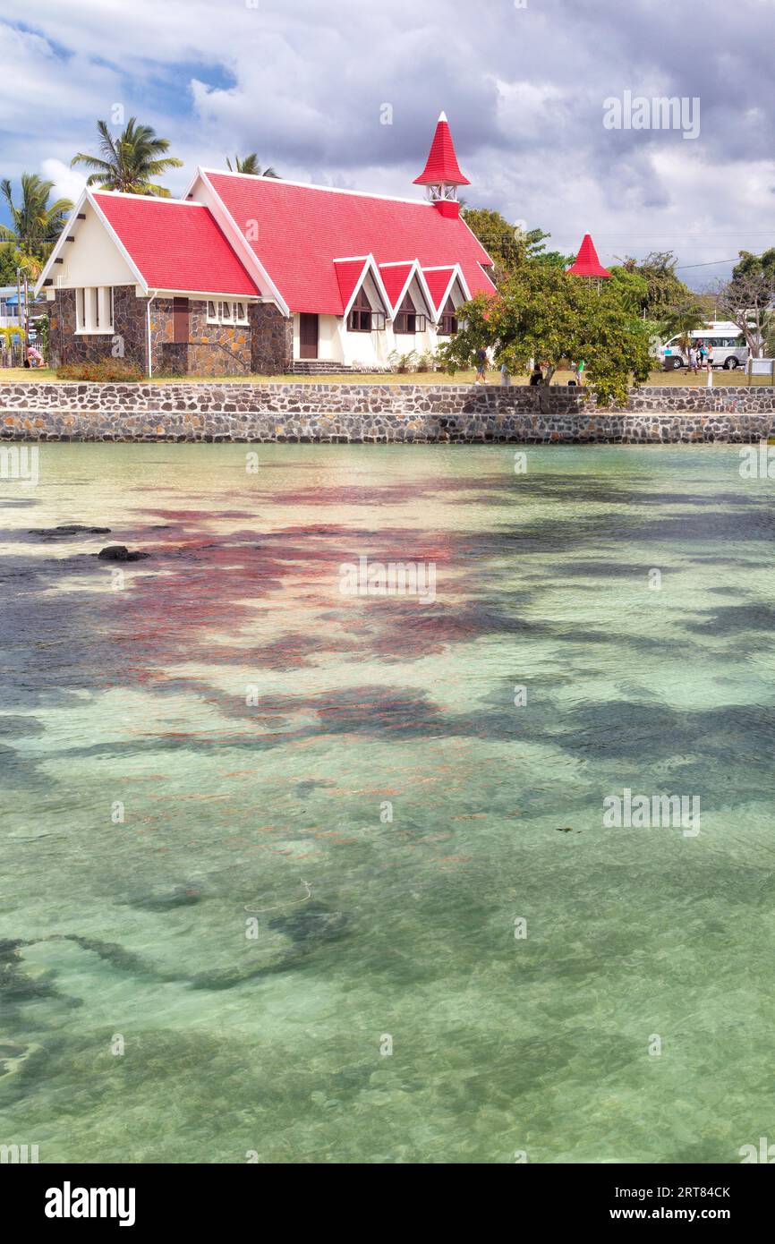 The Church of Notre Dame Auxiliatrice in Cap Malheureux in the North of Mauritius Stock Photo