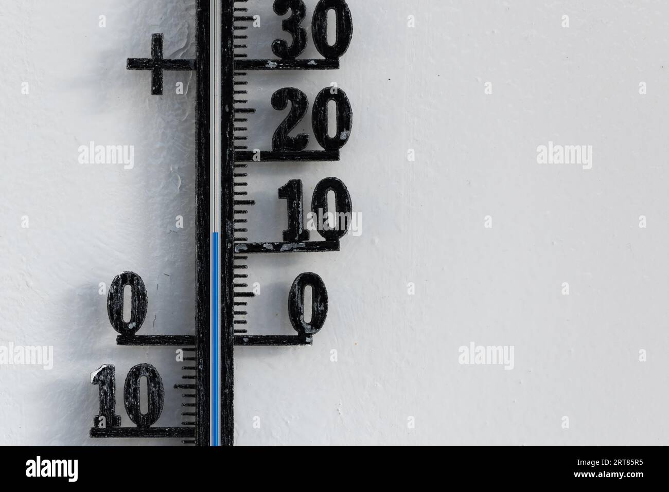 Large round analog thermometer hanging from bracket on outside wall Stock  Photo - Alamy