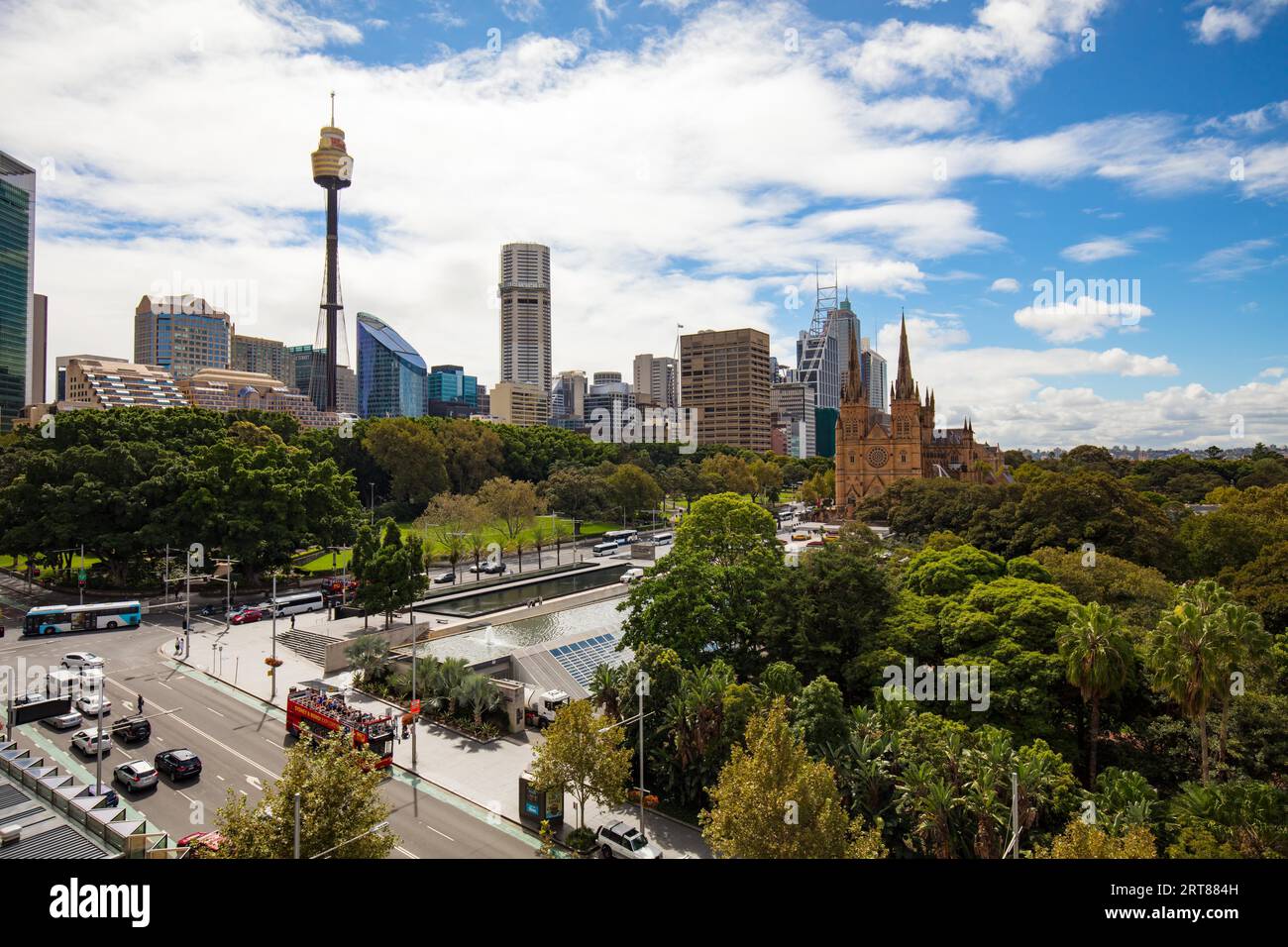 Sydney, Australia, 7 March: A view over Hyde Park towards Sydney CBD on 7th March 2017 Stock Photo