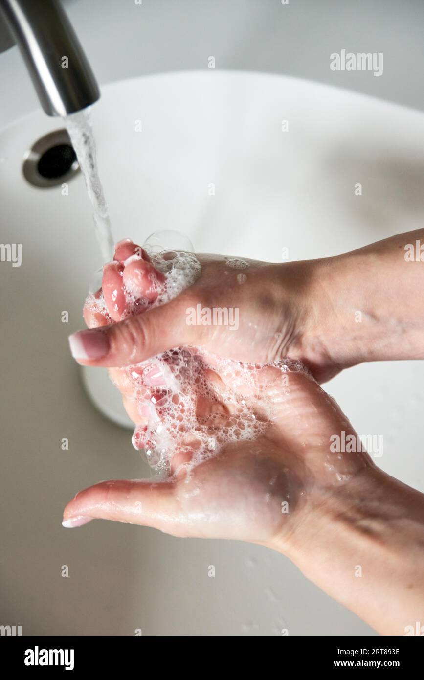 Hygienic hand washing Stock Photo Alamy