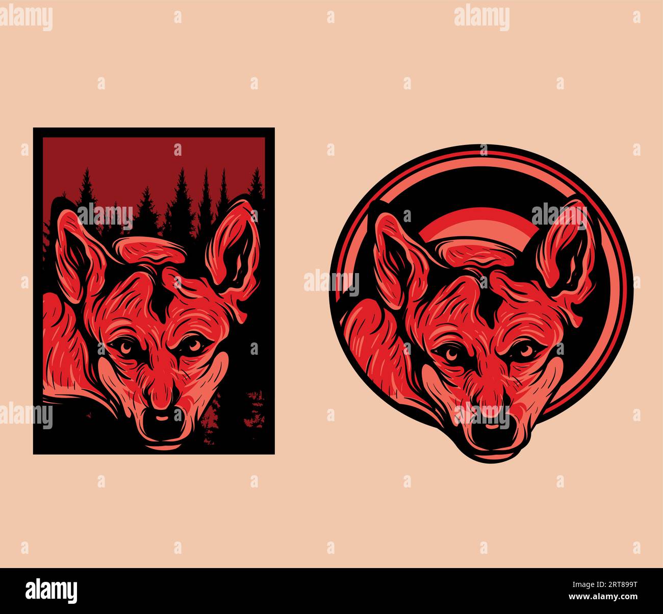 red fox head graphic design vector illustrations Stock Vector