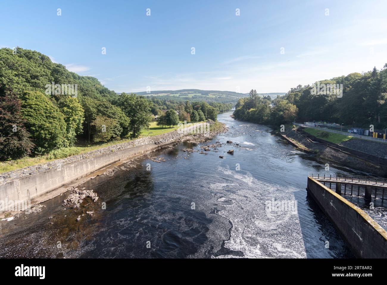 The river Tummel downstream of Pitlochry Dam, Scotland, UK Stock Photo