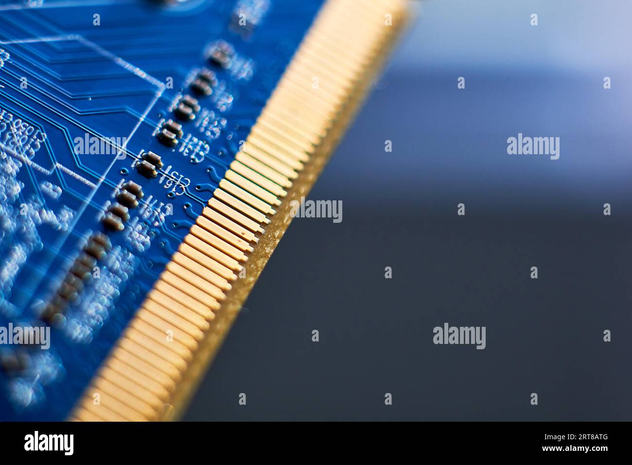 Printed circuit Board with chips and radio components electronics Stock Photo