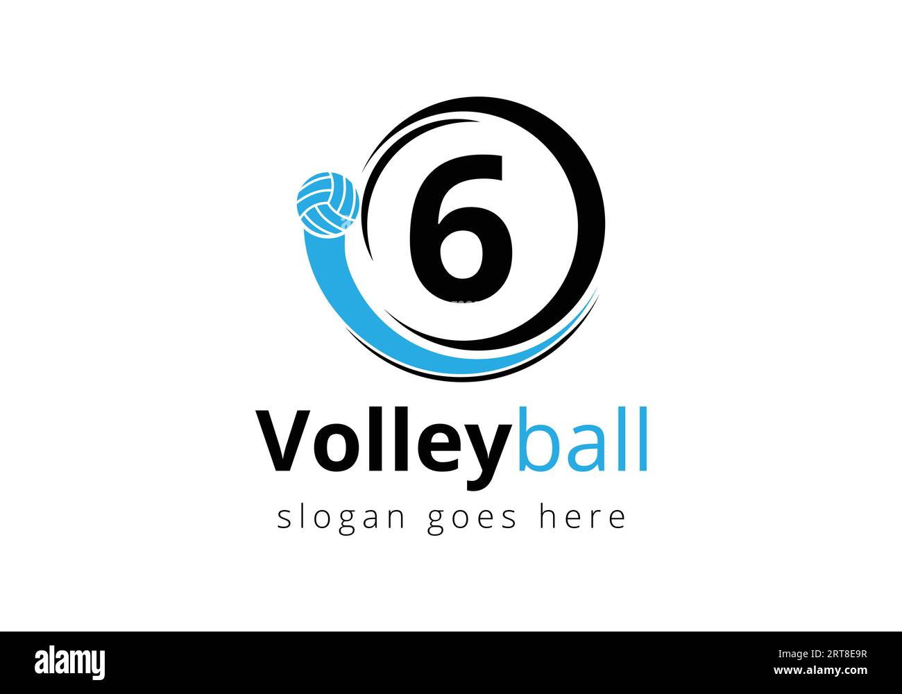 Initial Letter 6 Volleyball Logo Concept. Volleyball Sports Symbol