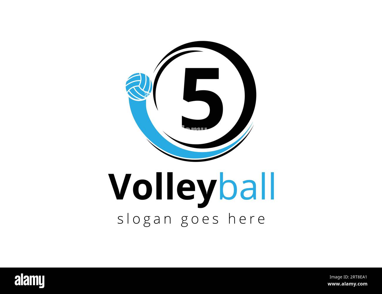 Initial Letter 5 Volleyball Logo Concept. Volleyball Sports Symbol