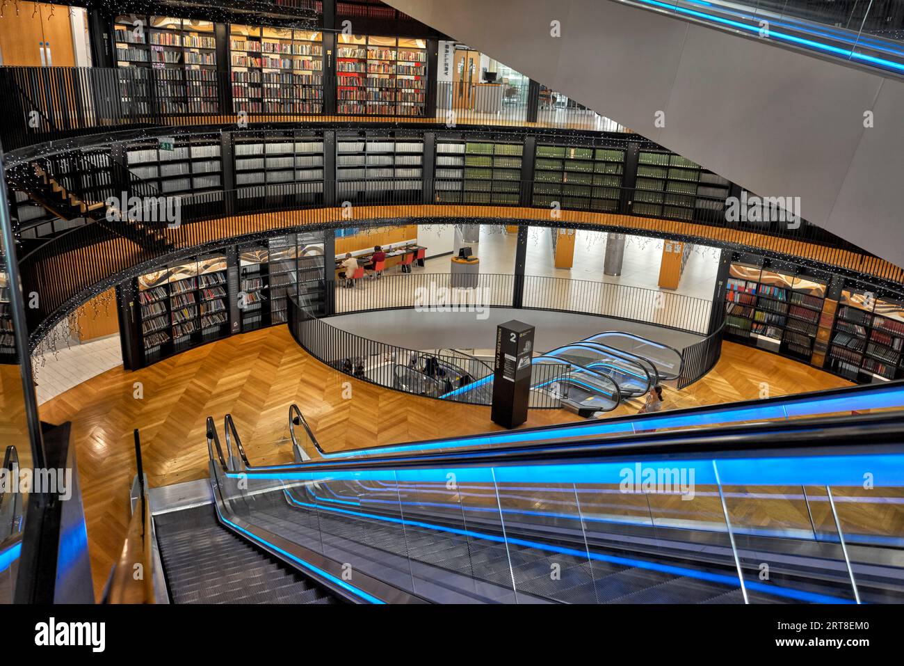 The modern library of Birmingham, Library of Birmingham interior,  Centenary Square, Broad Street, Birmingham, England UK Stock Photo