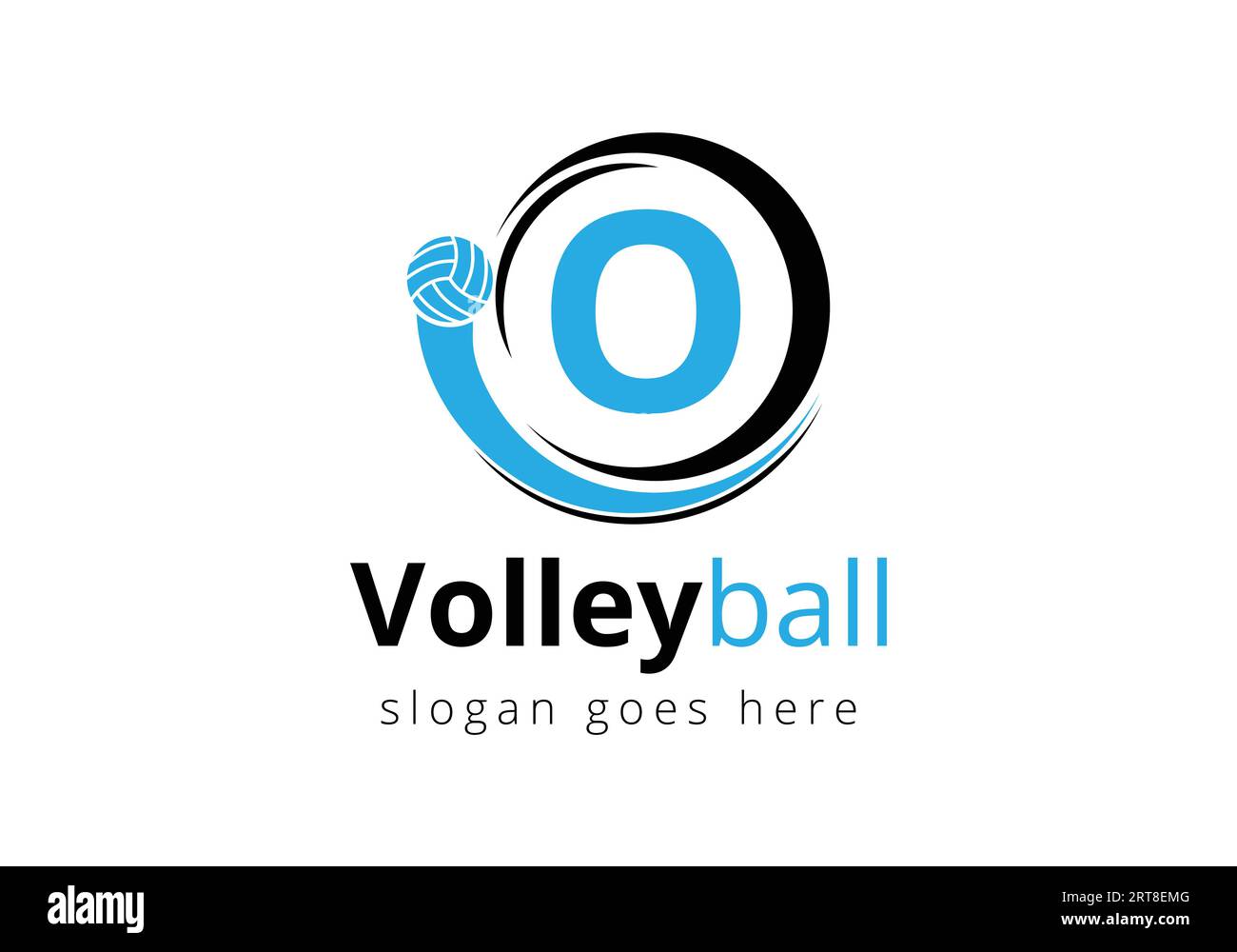 Initial Letter O Volleyball Logo Concept. Volleyball Sports Symbol