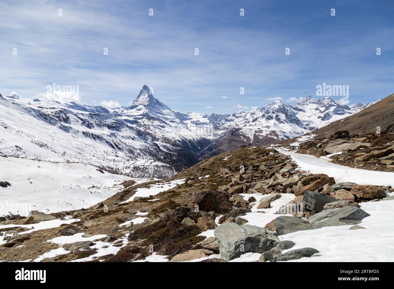 View of the Swiss Alps with the famous Matterhorn Stock Photo - Alamy