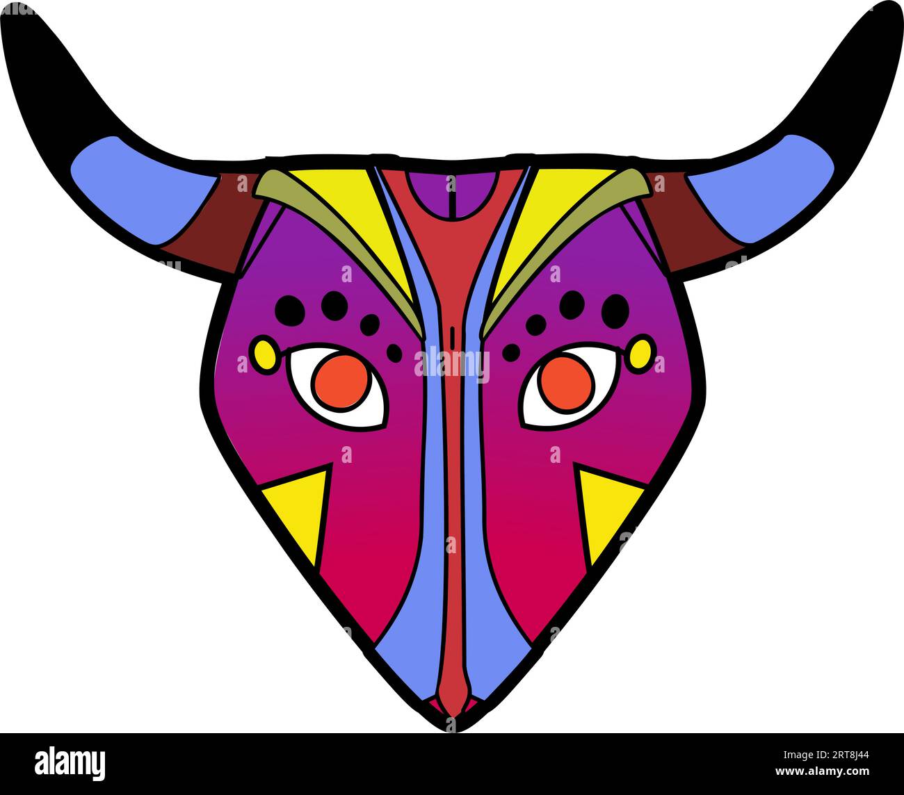 Isolated mask of Torito from Carnaval de Barranquilla, Colombian carnival party traditional music in Barranquilla's carnival Vector illustration Stock Vector