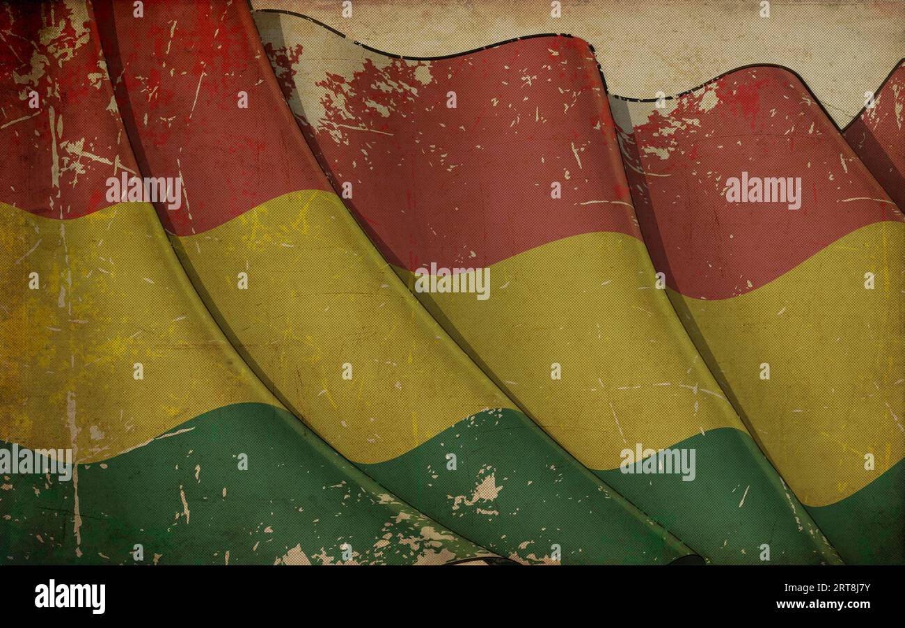 Background illustration of an old paper with a print of a waving Flag