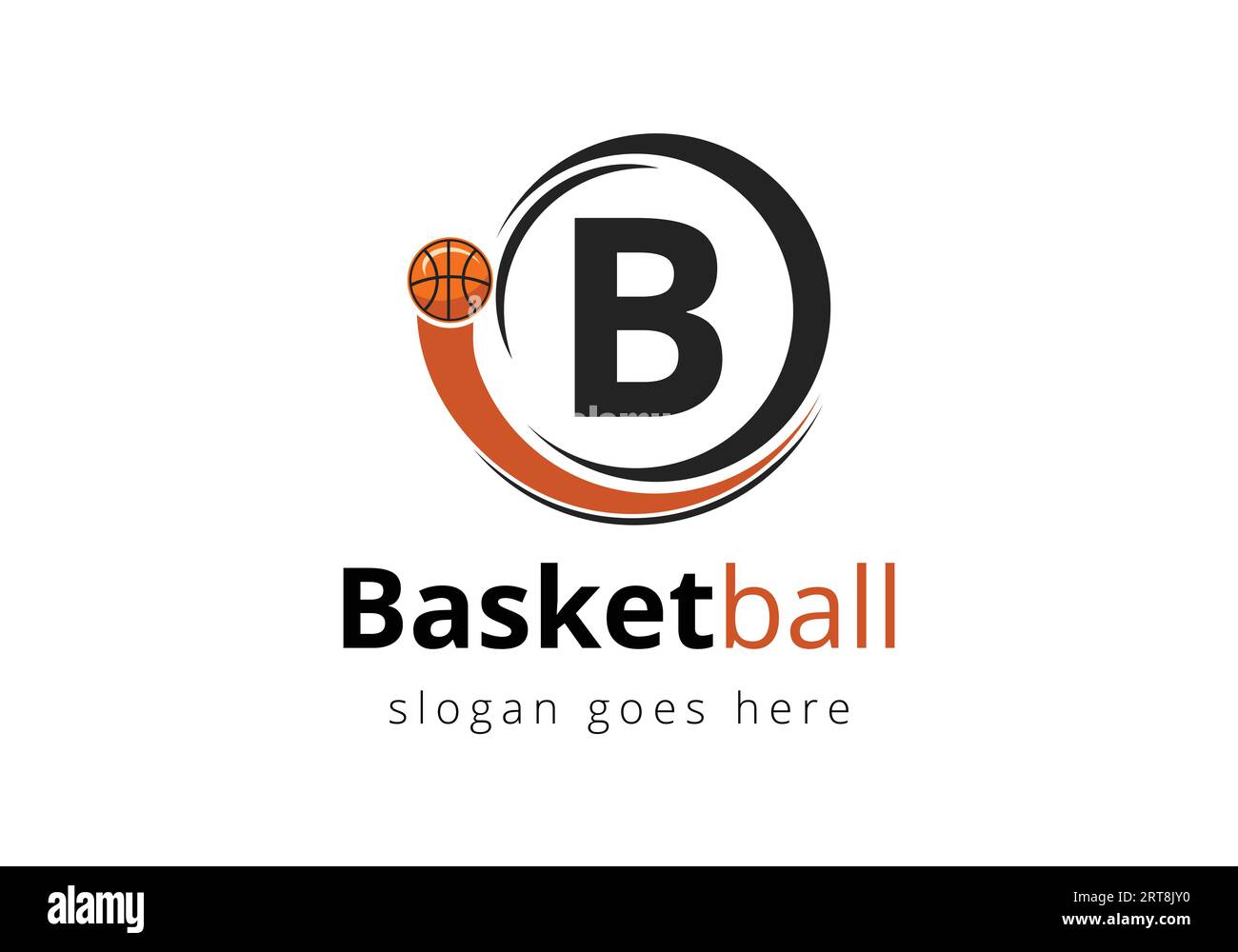 Letter B Basketball Logo Concept With Moving Basketball Icon. Sports ...