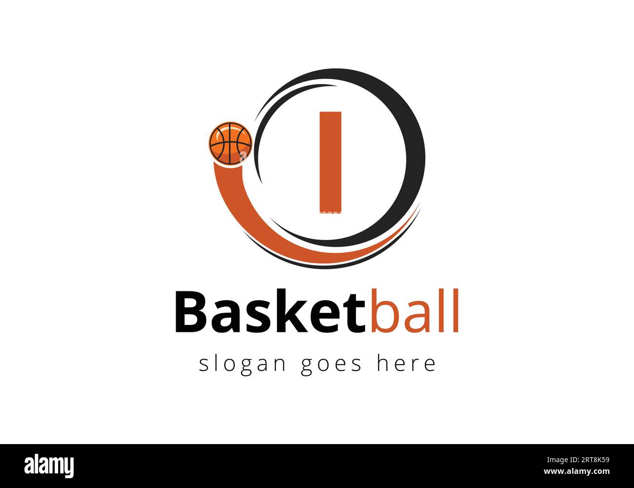 Letter I Basketball Logo Concept With Moving Basketball Icon. Sports