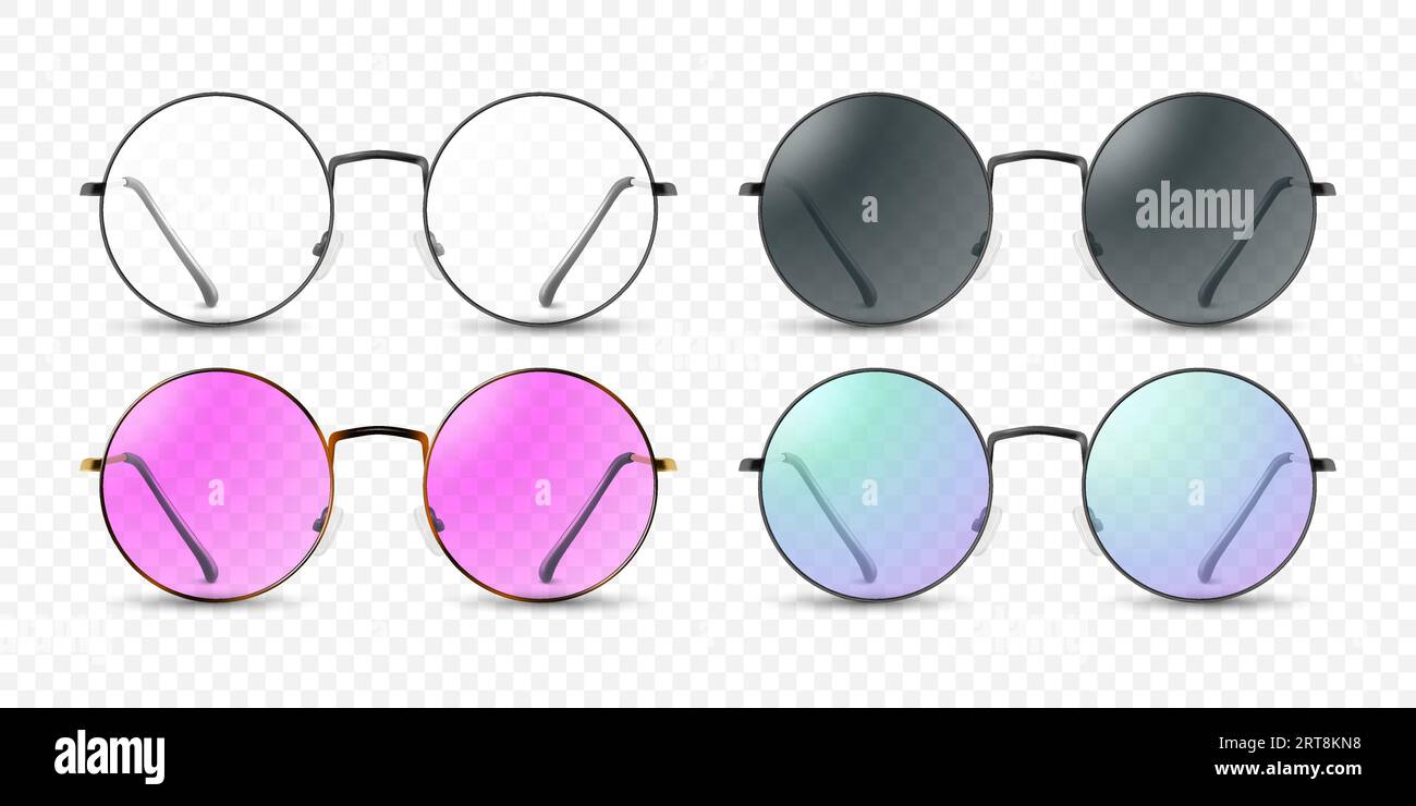 Vector 3d Realistic Round Frame Glasses Frame Isolated. Transparent
