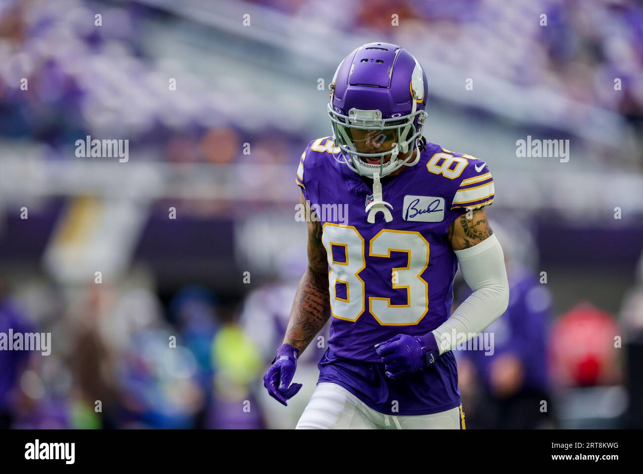 Minnesota Vikings wide receiver Jalen Nailor (83) during warm ups