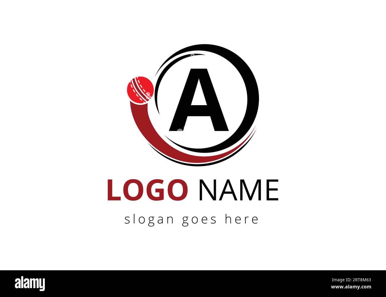 Letter A Cricket Logo Concept With Moving Cricket Ball Icon. For