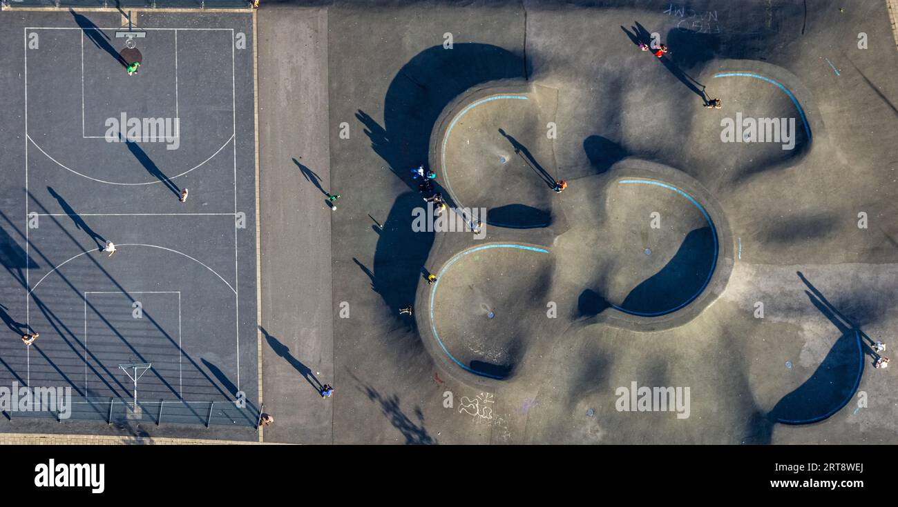 Aerial view, pump track "Bohne" Hagen and basketball court