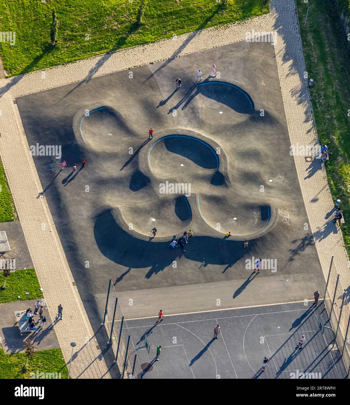 Aerial view, pump track "Bohne" Hagen and basketball court
