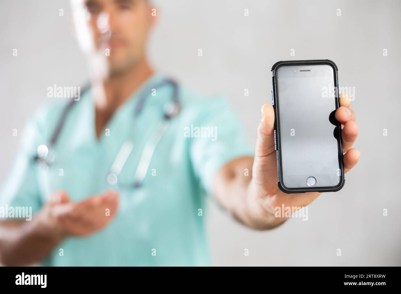 Doctor employs modern communication Stock Photo