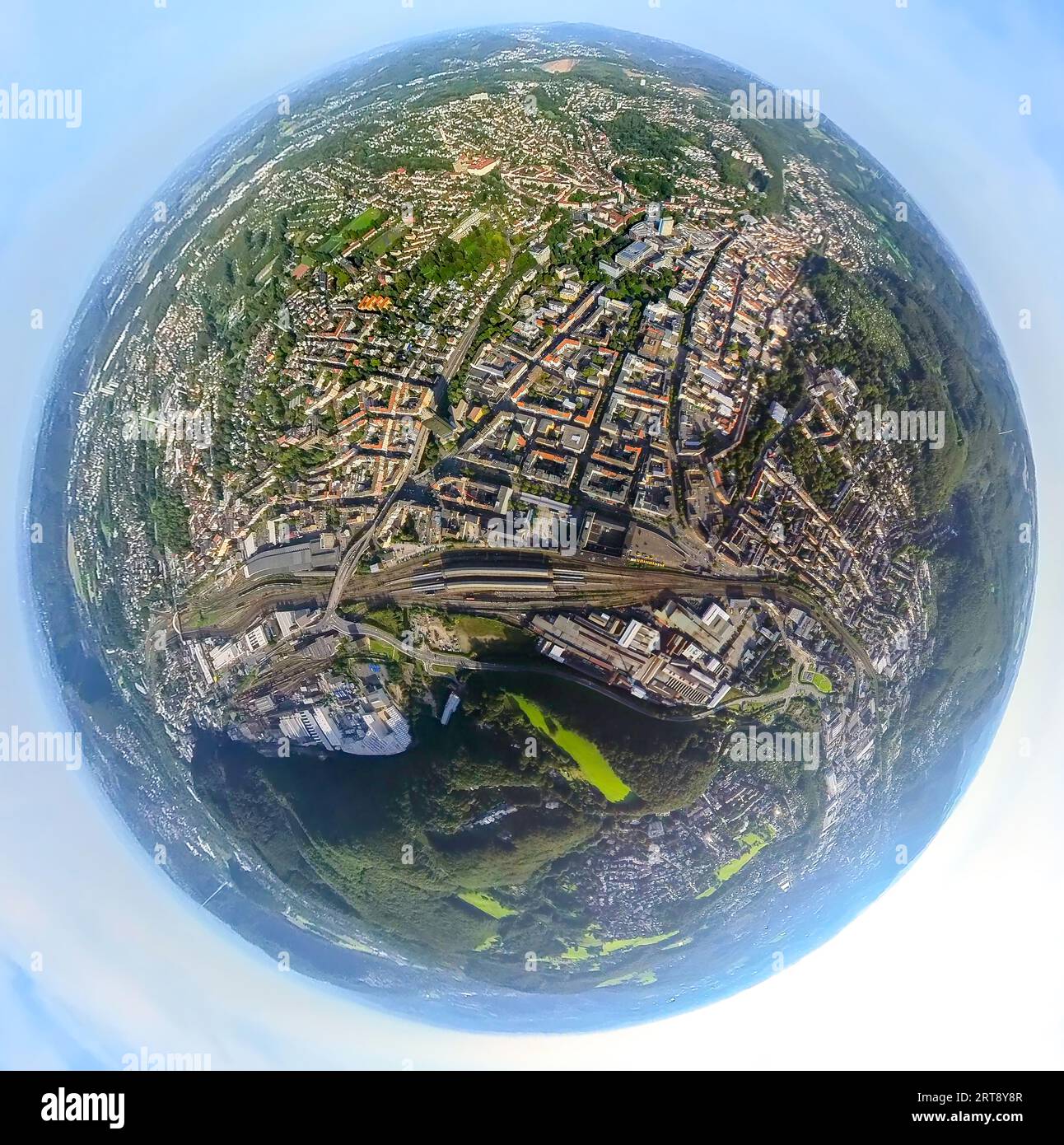 Aerial view, main station Hagen, high street Eckeseyer Straße