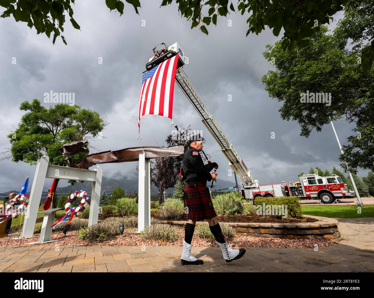 Fort Carson Fire Department Capt. Mark Anderson plays Amazing Grace on