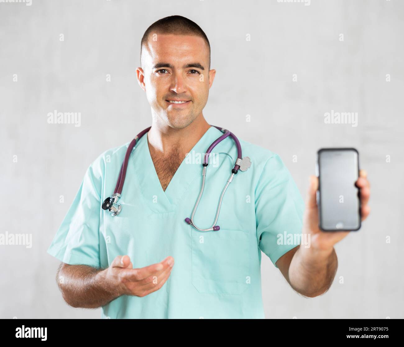 Doctor employs modern communication Stock Photo