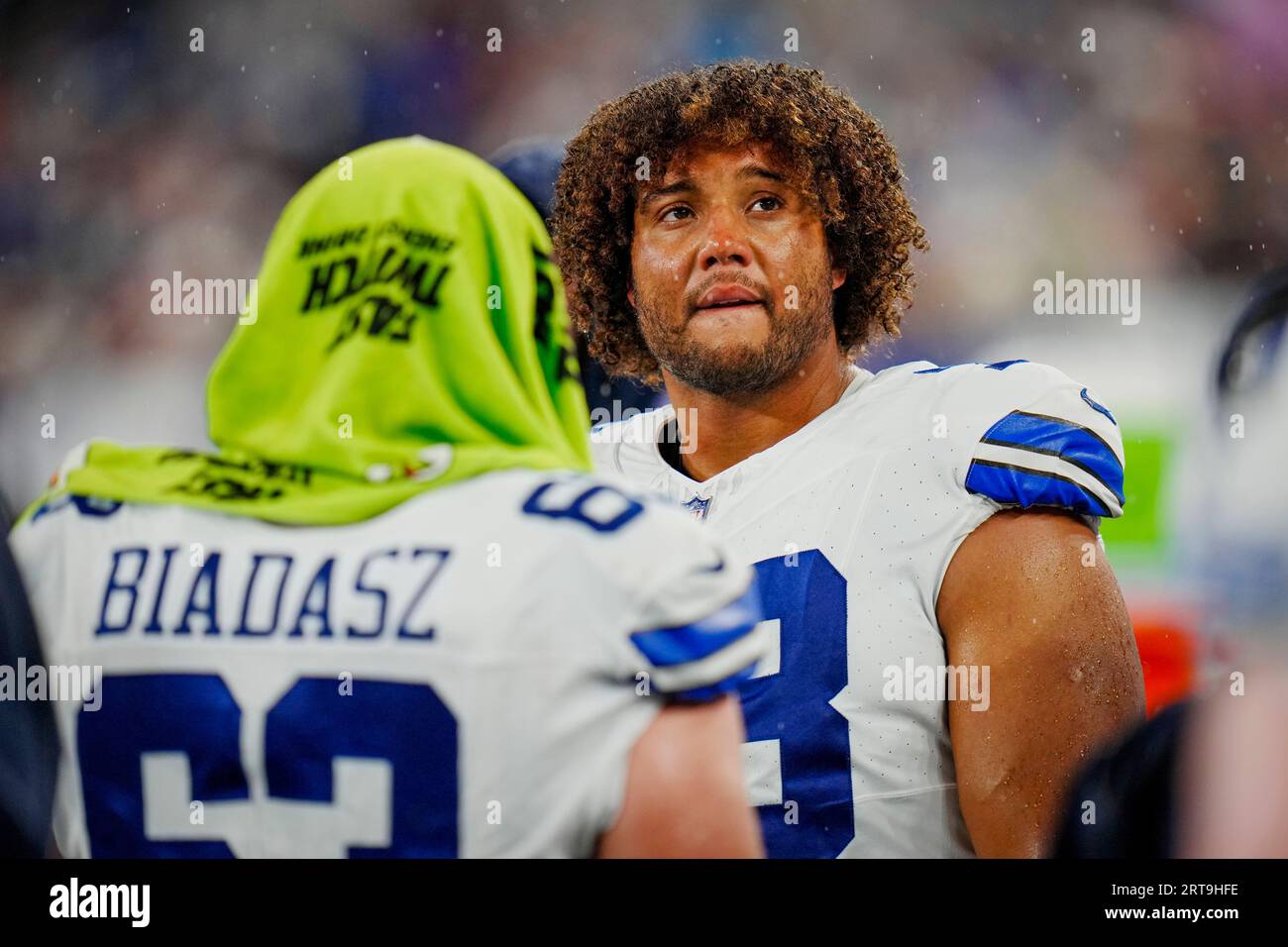 Dallas Cowboys offensive tackle Terence Steele (78) looks at the