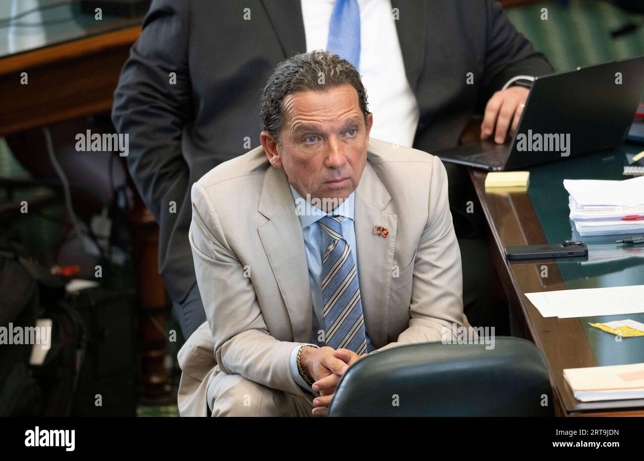 Austin, Texas, USA, September 11 2023: Defense attorney TONY BUZBEE listens to testimony during day 5 of suspended Texas Attorney General Ken Paxton's impeachment trial in the Texas Senate. Credit: Bob Daemmrich/Alamy Live News Stock Photo