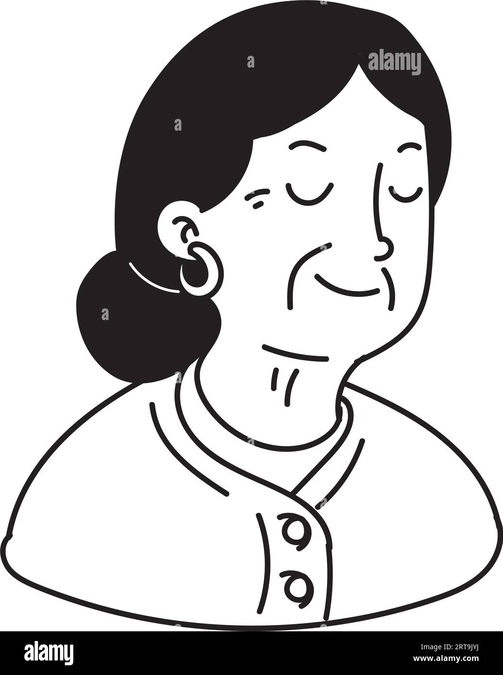 Cute old woman character vector Black and White Stock Photos & Images ...