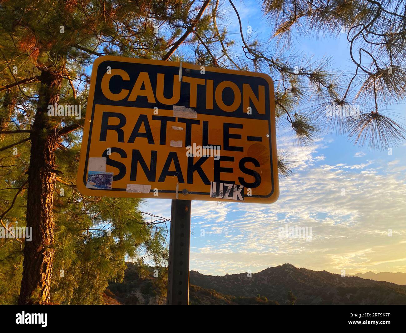 Rattlesnake warning sign Stock Photo Alamy