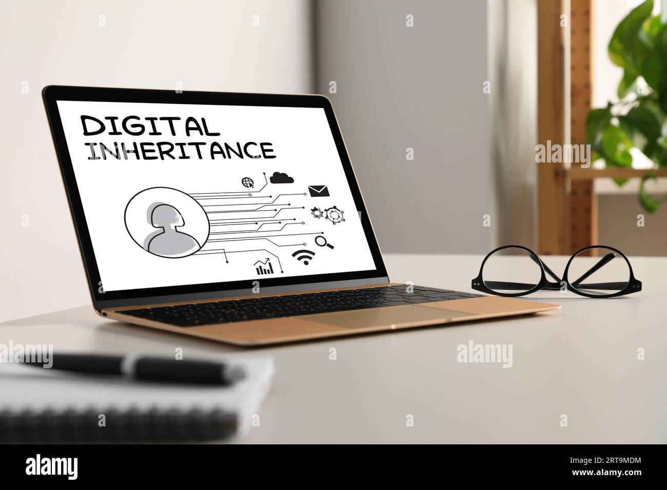 Laptop with text Digital Inheritance and scheme with many different ...