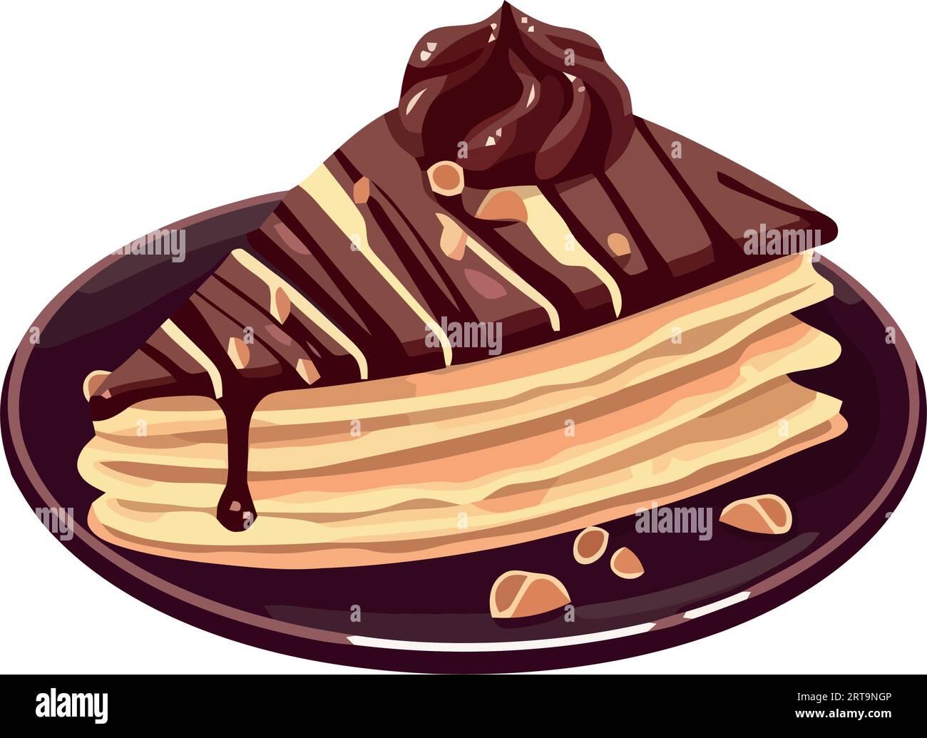 Sweet chocolate cake with vanilla cream icon Stock Vector Image & Art ...