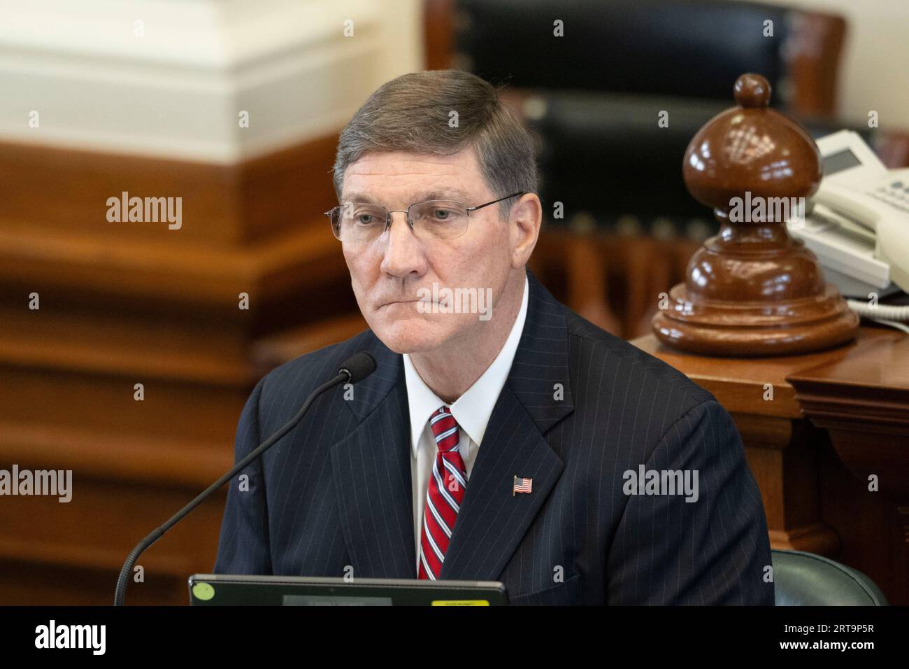 Austin, TX, USA. 11th Sep, 2023. Whistleblower and former deputy attorney general MARK PENLEY testifies during day 5 of Texas' former Attorney General Ken Paxton's impeachment trial in the Texas Senate on September 11, 2023. (Credit Image: © Bob Daemmrich/ZUMA Press Wire) EDITORIAL USAGE ONLY! Not for Commercial USAGE! Stock Photo