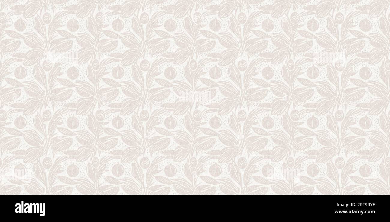 Subtle rustic elegance wedding floral block print linen seamless border ...