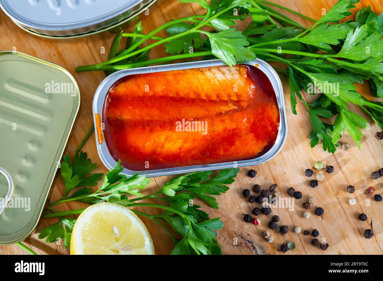 Mackerel fillets in tomato sauce Stock Photo Alamy