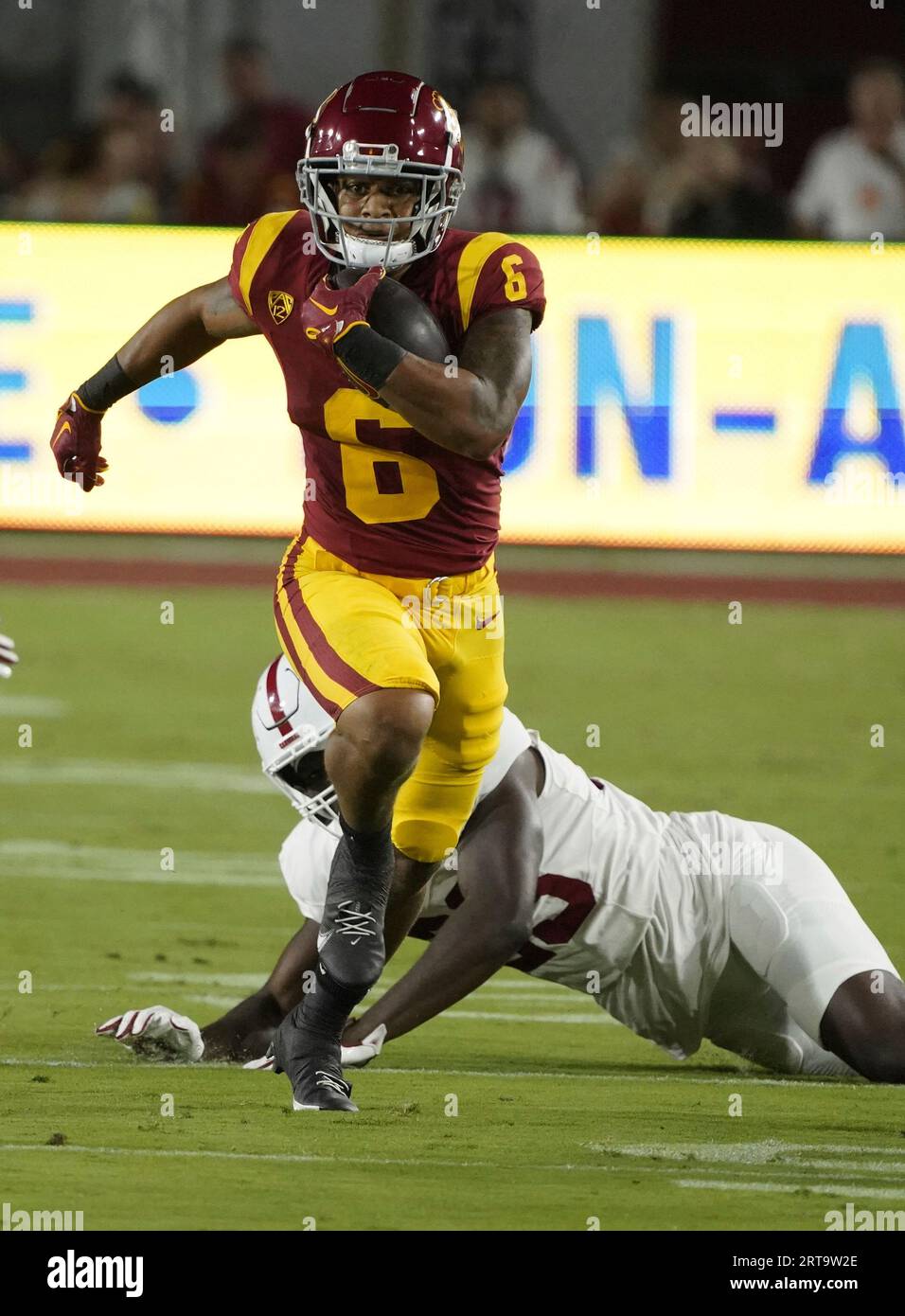 USC Trojans running back Marshawn Lloyd (0) makes a play with the ...