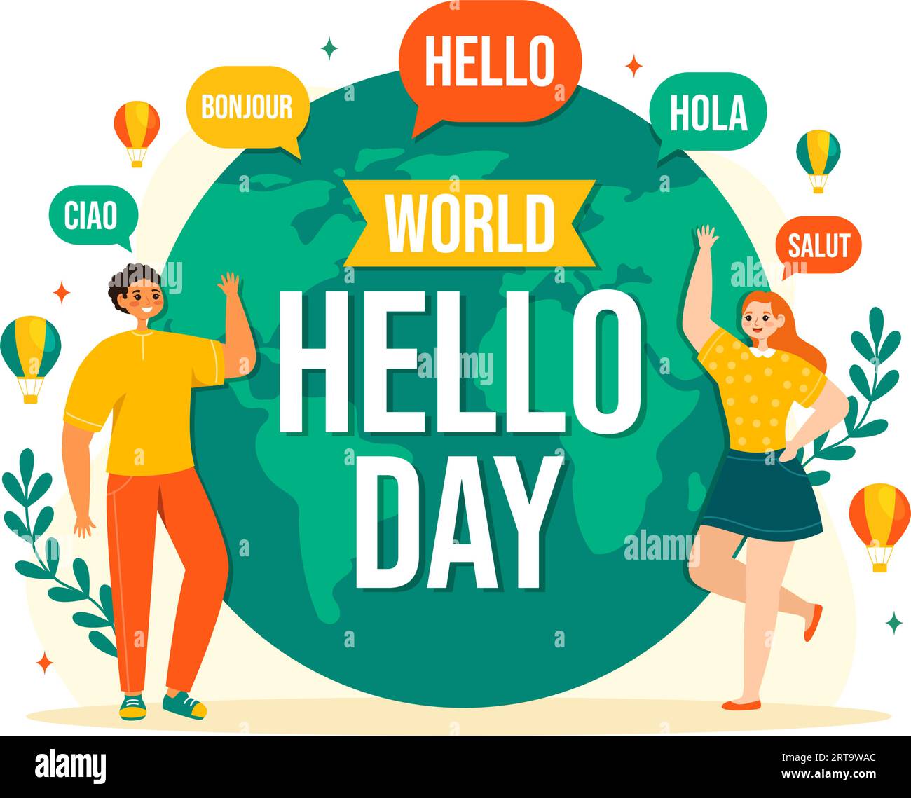 World Hello Day Vector Illustration on November 21 of Speech Bubbles
