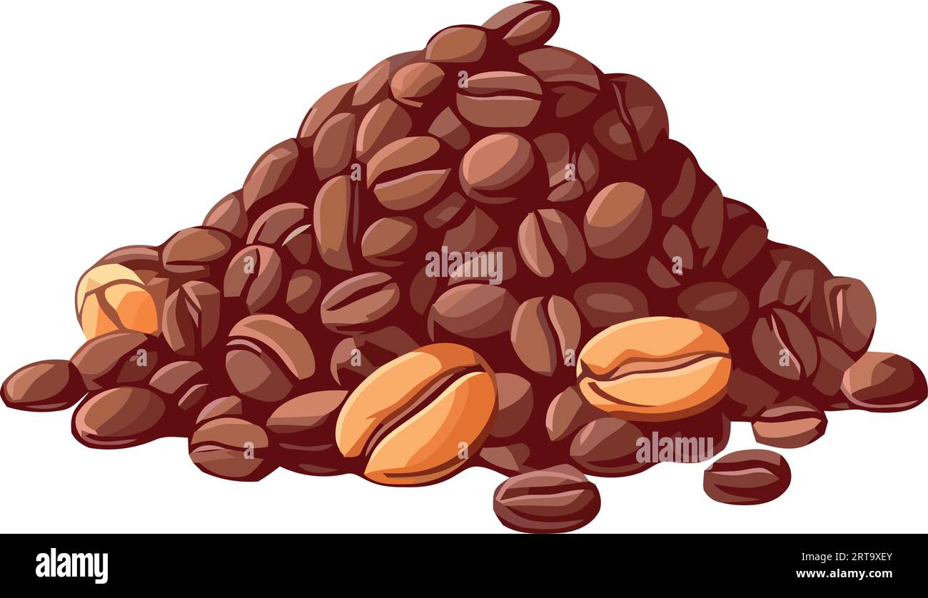 Fresh coffee bean heap, hand drawn illustration Stock Vector Image ...