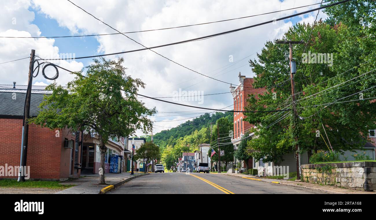 Buildings along Main Street on a sunny summer day in Tidioute, Pennsylvania, USA Stock Photo Alamy