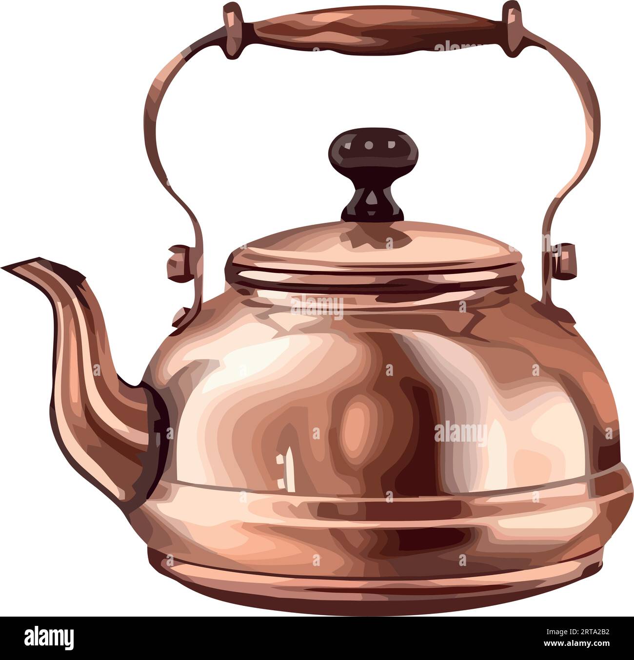 Antique teapot handle, pottery design, hot liquid Stock Vector Image
