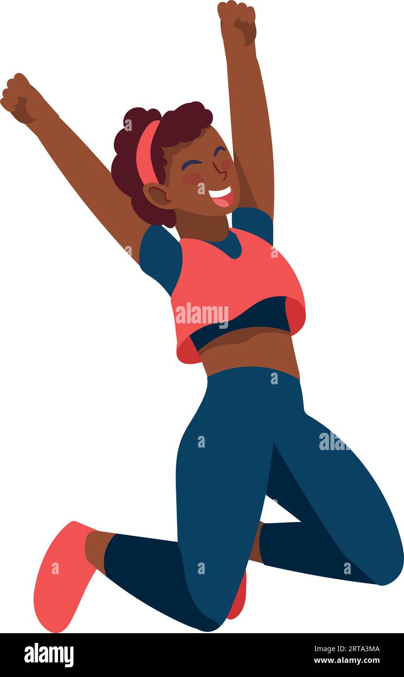 afro american woman jumping Stock Vector Image & Art - Alamy
