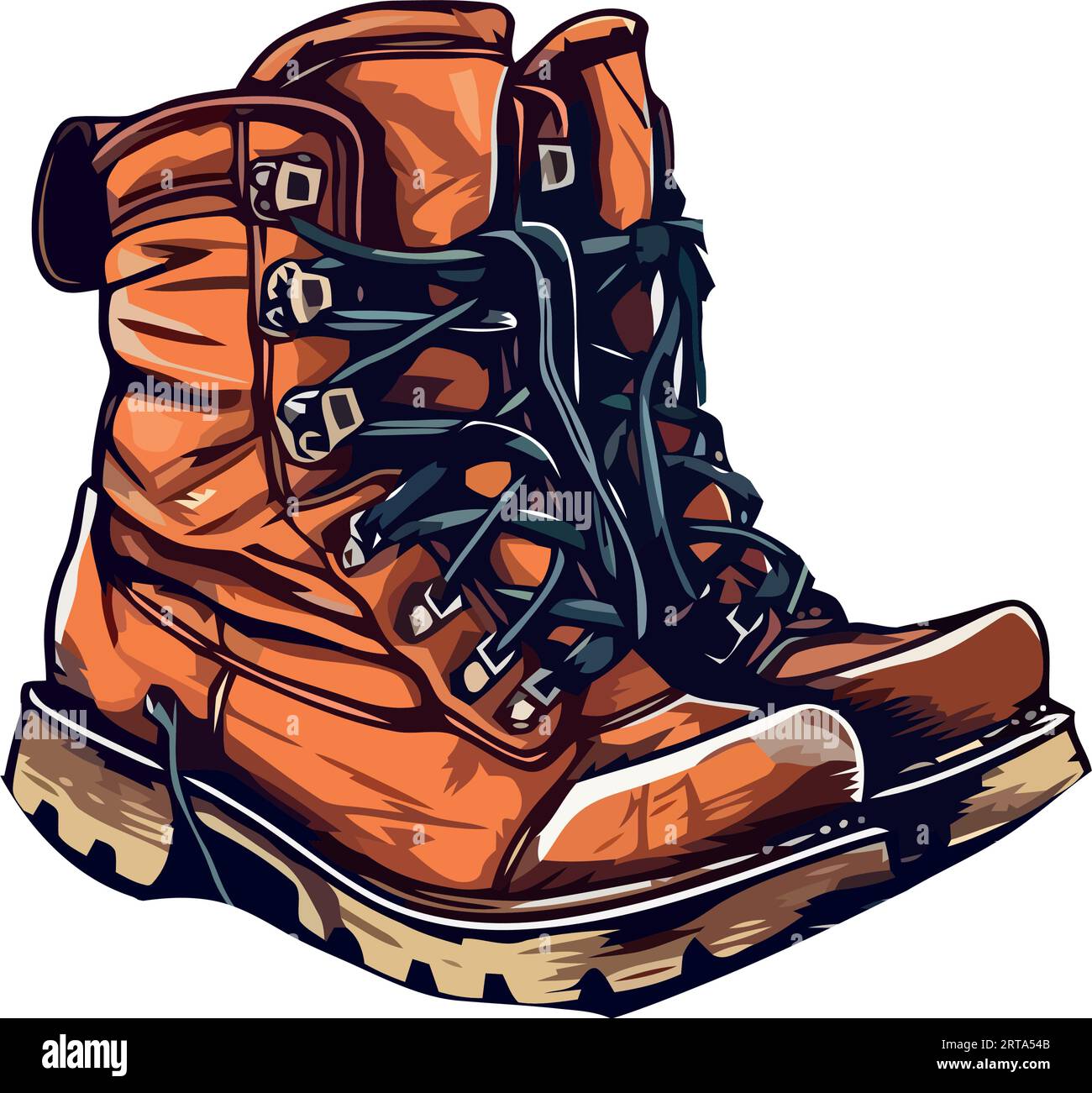 Pair of new hiking boots isolated on white background Stock Vector ...