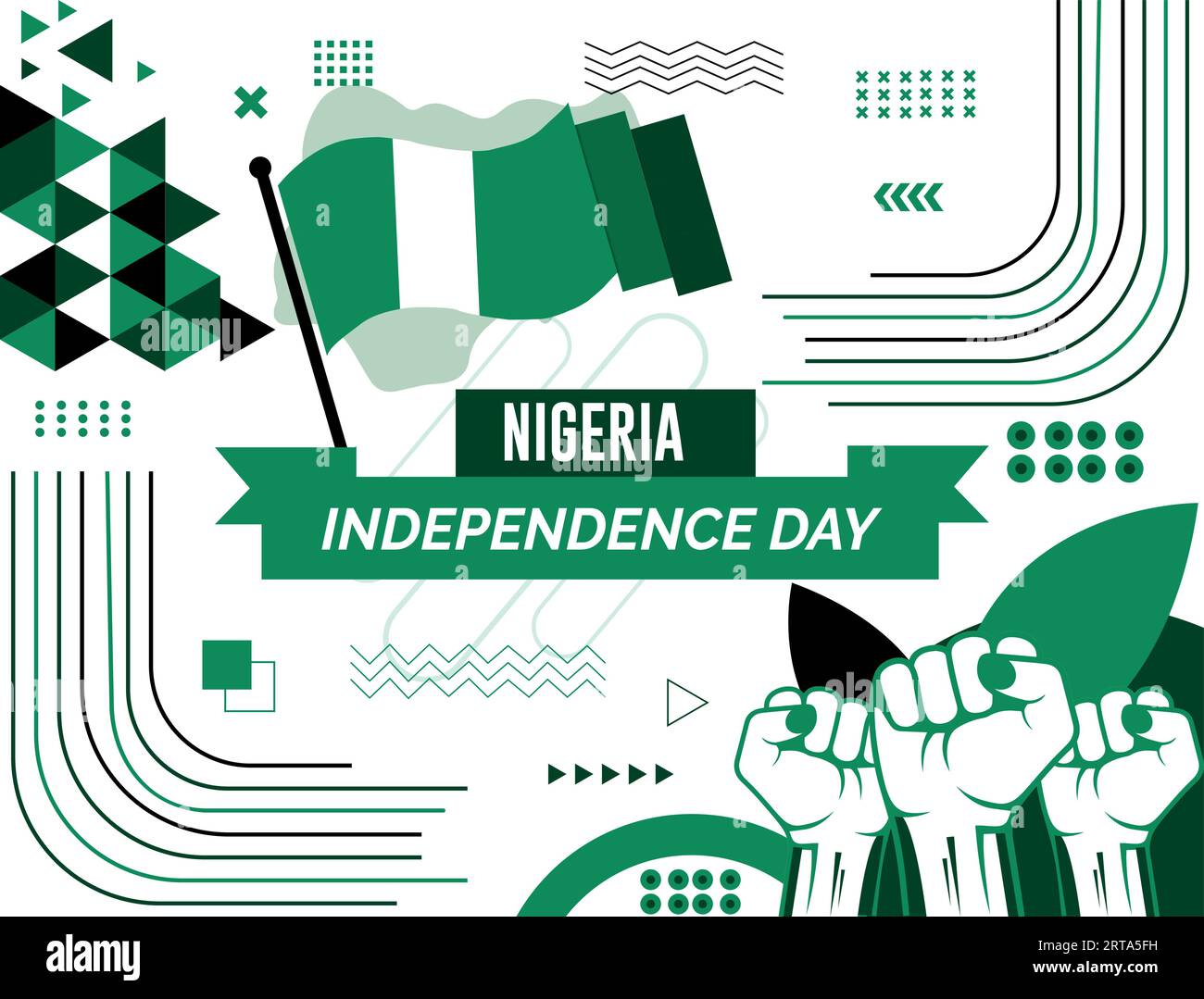NIGERIA national day banner with map, flag colors theme background and