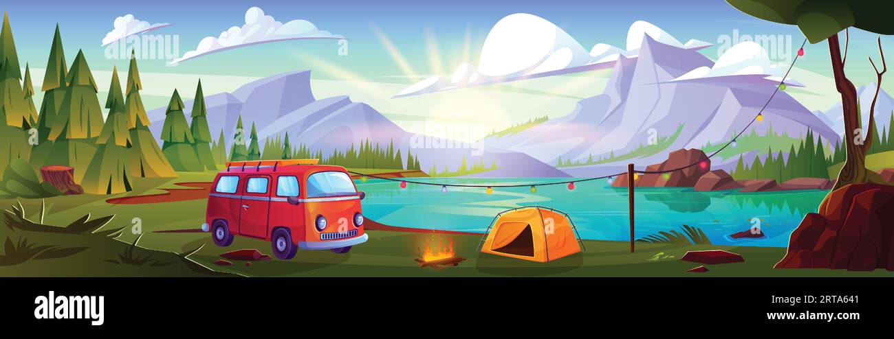 Meadow mountain campground Stock Vector Images - Alamy