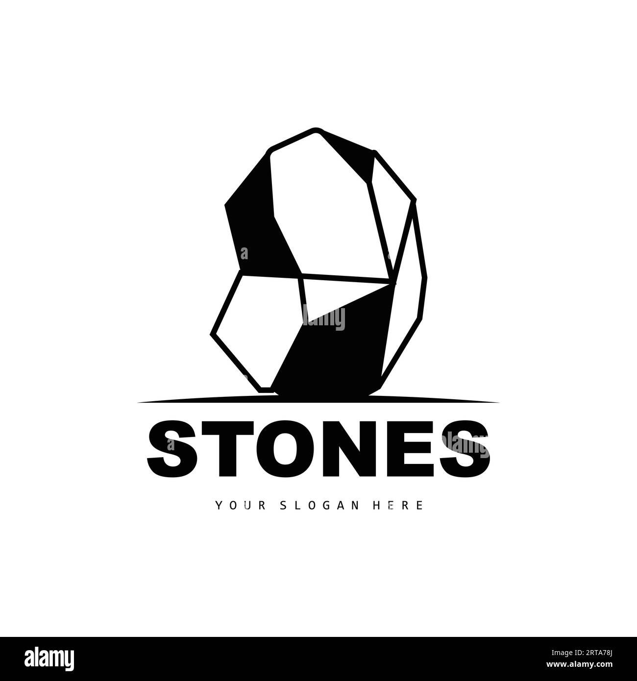 Stone Logo, Vector Stone Modern With Geometry Line Style, Design For Aesthetic Decoration, Brand Modern Product, Simple Icon Abstract Aesthetic Geomet Stock Vector