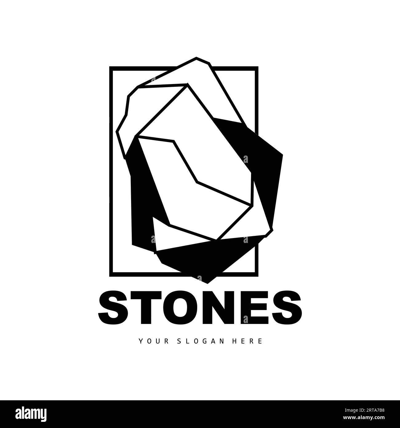 Stone Logo, Vector Stone Modern With Geometry Line Style, Design For Aesthetic Decoration, Brand Modern Product, Simple Icon Abstract Aesthetic Geomet Stock Vector